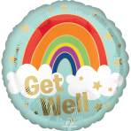 Standard Get Well Golden Rainbow Foil Balloon S40 Packaged 45 cm