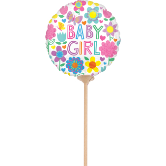 4" Mini Baby Girl Floral Butterfly Foil Balloon A10 Airfilled 4"/10 cm 4" Mini Baby Girl Floral Butterfly Foil Balloon A10 Airfilled 4"/10 cm