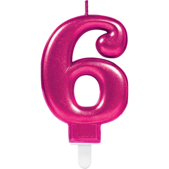 Number Candle 6 Sparkling Celebrations Pink Height 9.3 cm Number Candle 6 Sparkling Celebrations Pink Height 9.3 cm