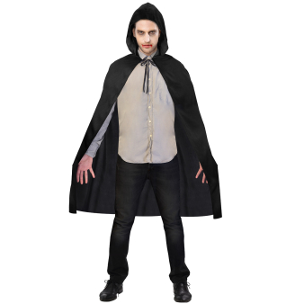 Costume Accessory Black Hooded Cape One size Costume Accessory Black Hooded Cape One size