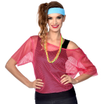 Womens Costume 80s mesh shirt - pink S/M