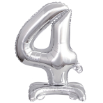 Mini Number 4 Silver Foil Balloon N16 Packaged 39 cm x 28 cm