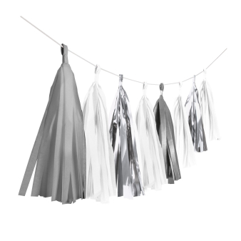 Garland Tassel Silver Dream Paper / Foil 304 cm Garland Tassel Silver Dream Paper / Foil 304 cm