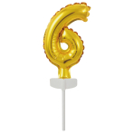 Micro Size Number 6 Gold Foil Balloon N6 Packaged 11 cm x 7 cm