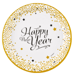 8 Plates Golden Wishes Round Paper 23 cm