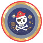 4 Plates Pirates Map Plastic Reusable 21.2 cm