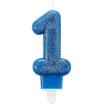 Number Candle 1 Glitter Blue Height 7.6 cm