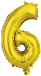 Mini Number 6 Gold Foil Balloon N16 Packaged 36 cm x 22 cm