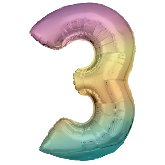 Large Number 3 Rainbow Pastel Foil Balloon N34 Packaged 92 cm x 58 cm Large Number 3 Rainbow Pastel Foil Balloon N34 Packaged 92 cm x 58 cm