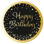 8 Plates Starlight Birthday Happy Birthday Paper 23 cm