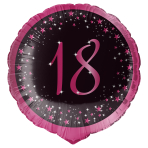 Standard Holographic Starlight Birthday Pink 18 Foil Balloon C55 Packaged 45 cm