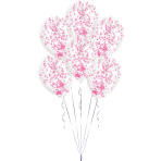 6 Latex Balloons Clear Confetti Filled Pink (1 g per Ballon)27.5 cm / 11"