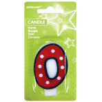 Numeral Candle 0 Dots & Black Border Height 7.6 cm