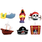 6 Mini Character Candles Pirates Map Height 3.2 cm
