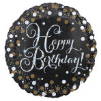 Standard Holographic Sparkling Birthday HBD Foil Balloon C55 Packaged 43 cm