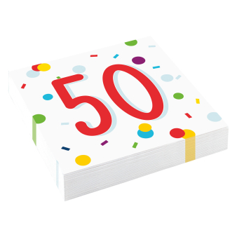 20 Napkins Confetti Birthday 50 33 x 33 cm 20 Napkins Confetti Birthday 50 33 x 33 cm