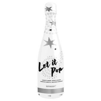 Confetti Bottle Silver Star Foil 32cm Confetti Bottle Silver Star Foil 32cm