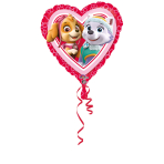 Standard "Paw Patrol Love - Girl" Foil Balloon Heart, S60, packed, 43 cm