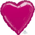 Standard Metallic Fuchsia Heart Foil Balloon C16 Packaged 43 cm