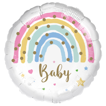 Standard Baby Pastel Rainbow Foil Balloon C40 Packaged 43 cm