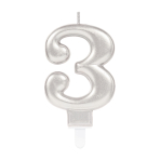 Number Candle 3 Starlight Birthday Silver Height 9.3 cm