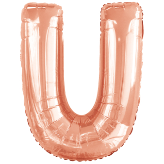 Large Letter U Rose Gold Foil Balloon N34 Packaged 83 cm x 65 cm