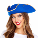 Pirate Hat molded - Blue with Gold edge One size