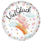 Standard - Viel Glück Schweinchen - GER Foil Balloon RP40 Packaged 45 cm
