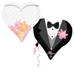 SuperShape Wedding Couple Hearts Foil Balloon P35 Packaged 76 cm x 63 cm