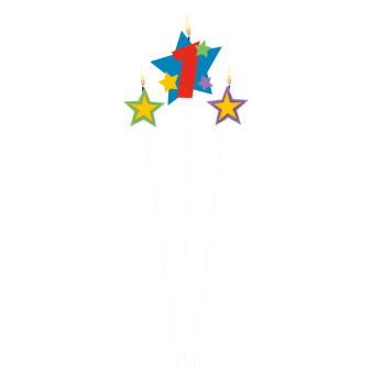 Numeral Candle 1 with 2 Star Candles Height 12.2/13.5 cm Numeral Candle 1 with 2 Star Candles Height 12.2/13.5 cm