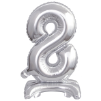 Mini Number 8 Silver Foil Balloon N16 Packaged 37 cm x 22 cm