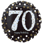 Standard Holographic Sparkling Birthday 70 Foil Balloon S55 Packaged 45 cm