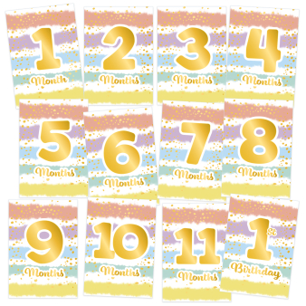 12 Baby Milestone Cards 1st Birthday Rainbow 12 Baby Milestone Cards 1st Birthday Rainbow