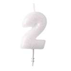 Numeral Candle 2 Glitter Height 6.5 cm