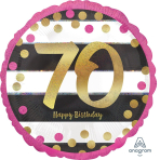 Standard Pink & Gold Milestone 70" Foil Balloon Round Holographic, S55, packed, 43cm