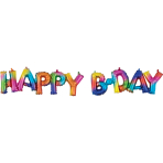 Block Phrase HBD Rainbow Splash Foil Balloon G40 Packaged