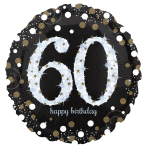 Standard Holographic Sparkling Birthday 60 Foil Balloon C55 Packaged 43 cm