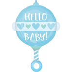 Standard Shape Baby Boy Rattle Foil Balloon S50 Packaged 43 cm x 60 cm