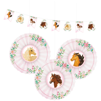 Decoration Kit (1 Banner and 3Fans/Fans) Beautiful Horses Decoration Kit (1 Banner and 3Fans/Fans) Beautiful Horses