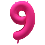 Large Number 9 Neon Pink Foil Balloon N35 Packaged 34IN 86 cm x 70 cm