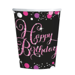 8 Cups Happy Birthday Sparkling Celebrations Paper pink 250 ml