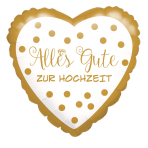 Standard Alles Gute zur Hochzeit, goldene Punkte Foil Balloon S40 Packaged 43 cm