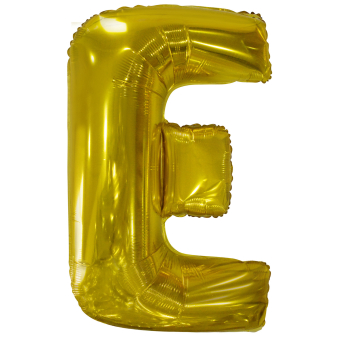 Large Letter E Gold Foil Balloon N34 Packaged 88 cm x 56 cm