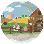 8 Plates Farm Party Round Paper 23 cm