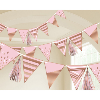 Pennant Banner Rose Gold Birthday Paper 255 cm Pennant Banner Rose Gold Birthday Paper 255 cm