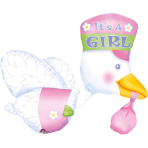 Multi It's a Girl Stork Foil Balloon P75 Packaged 58 cm x 81 cm