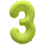 Large Number 3 Neon Yellow Foil Balloon N35 Packaged 34IN 86 cm x 70 cm