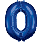 Large Number 0 Blue Foil Balloon N34 Packaged 86 cm x 70 cm