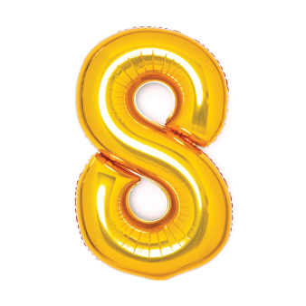Medium Number 8 Gold Foil Balloon N26 Packaged 74 cm x 49 cm Medium Number 8 Gold Foil Balloon N26 Packaged 74 cm x 49 cm