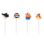 4 Mini Character Candles Pirate Height 6.7 cm